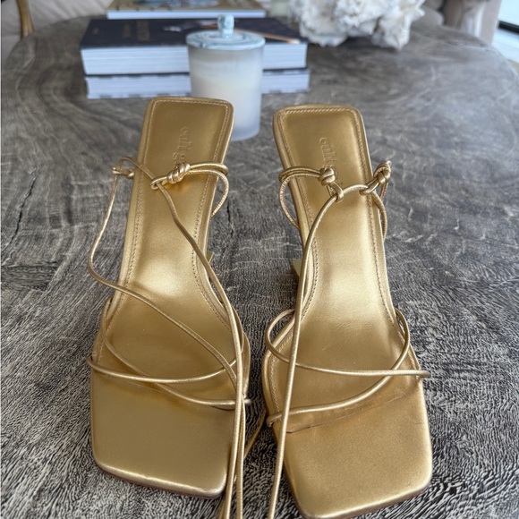 cult gaia Shoes - Cult Gaia Metallic Gold Heels